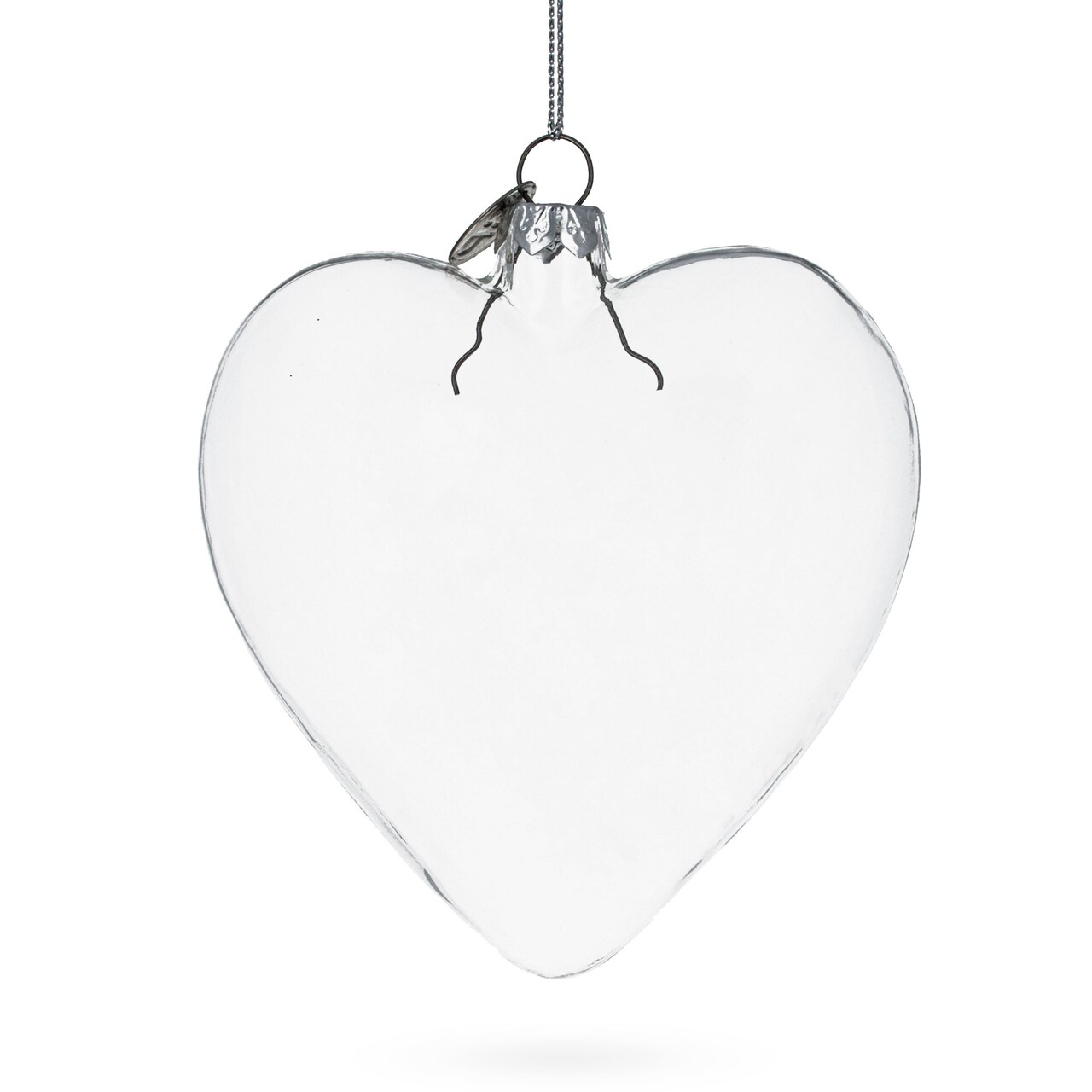 Heart Shape Clear Glass Christmas Ornament 4.1 Inches (105 mm)